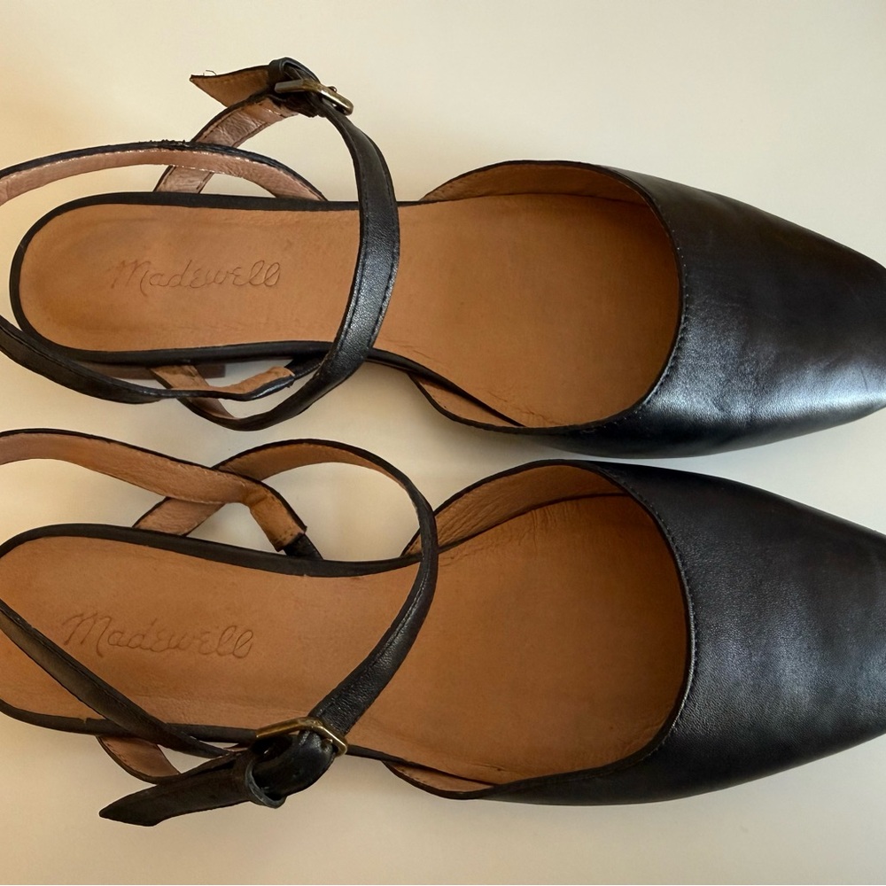 Madewell Black Leather Slingback Flats 8.5